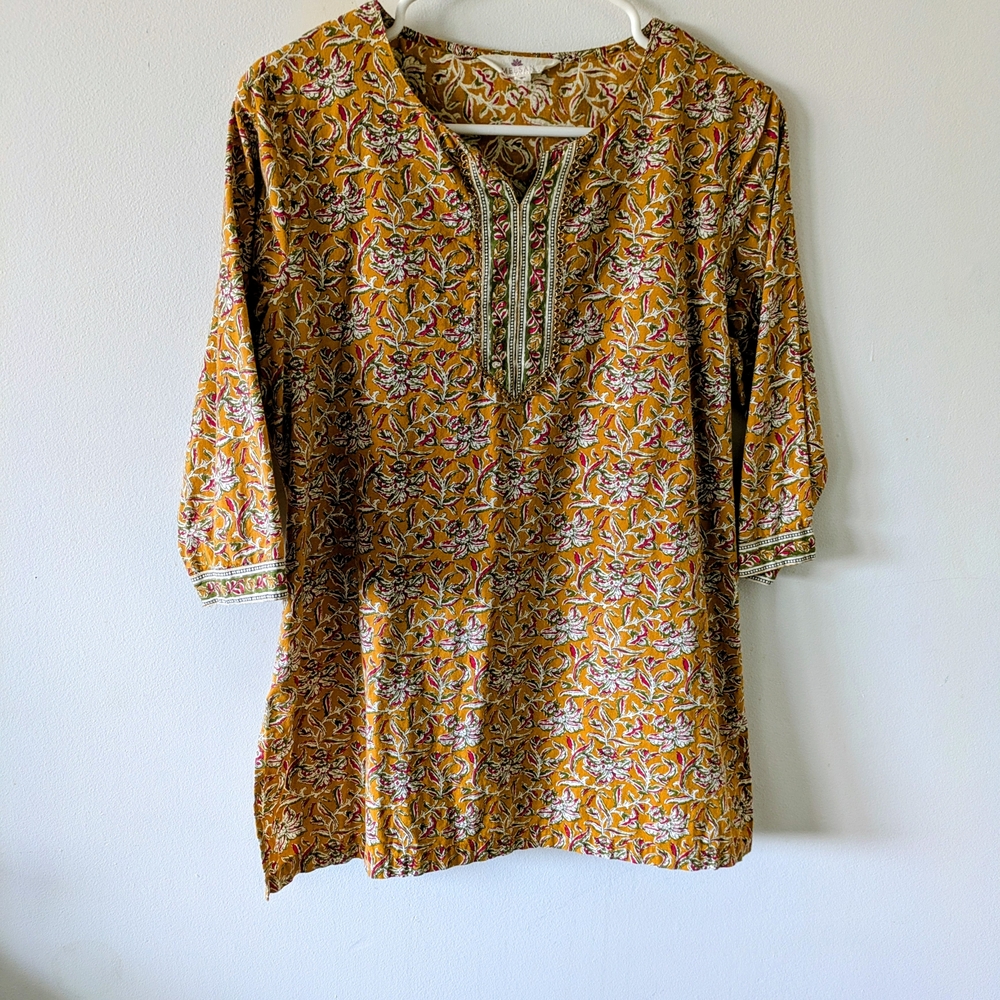 India Floral Print Women's Tunic Top